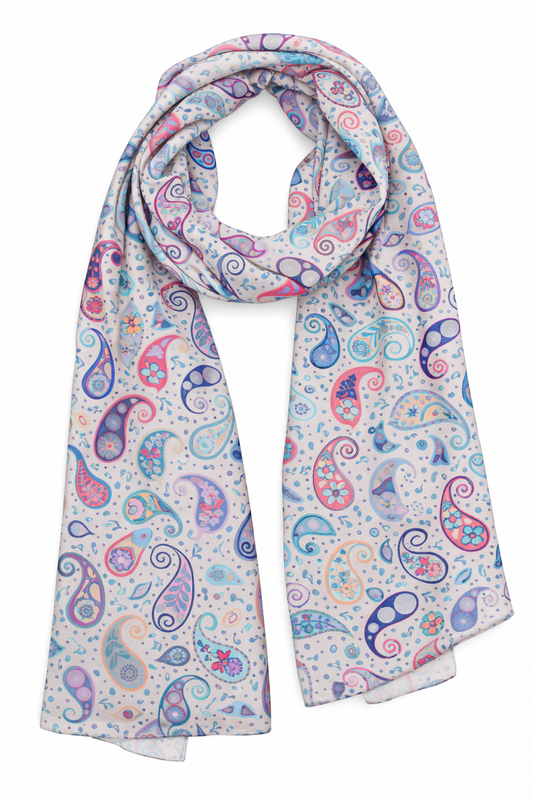 Pastel Paisley Silk Scarf – Contemporary Bohemian Print