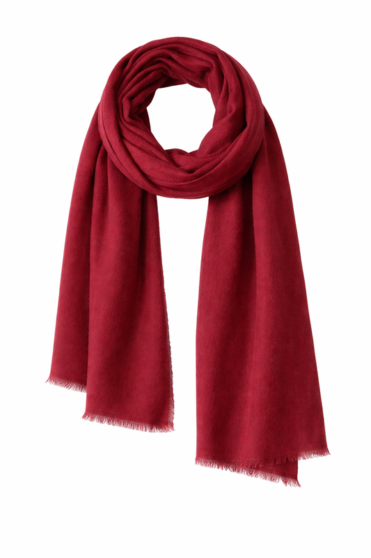 Solid Colour Merino Wool Silk Scarf-Maroon