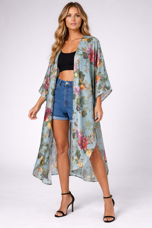 Floral Long Slit Kimono