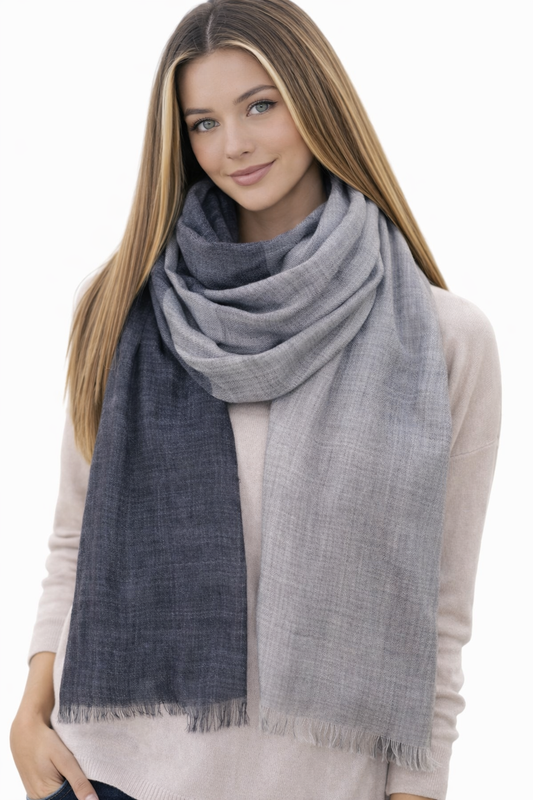 Unisex Dual Tone Classic Merino Wool Textured Designer Scarf