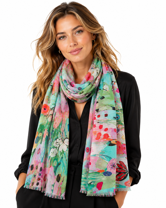 Petal Breeze Meadow – Merino Wool Scarf