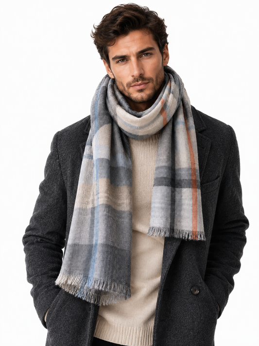Unisex Striped Jacquard Merino Wool Scarf