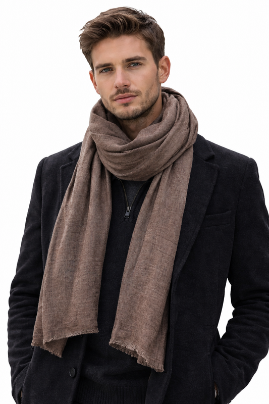 Unisex Taupe Melange Scarf
