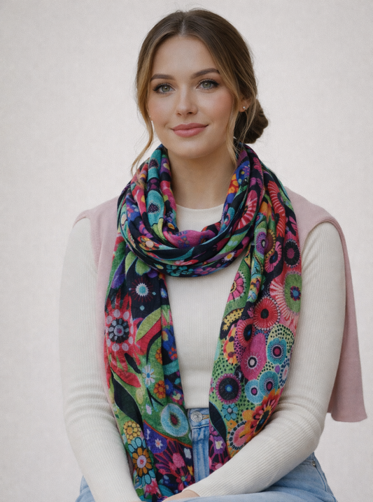 Electric Garden Reverie – Merino Wool Scarf
