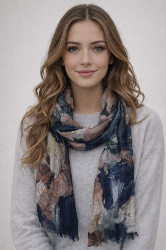 Blush Ink Reverie –  Merino Wool Scarf