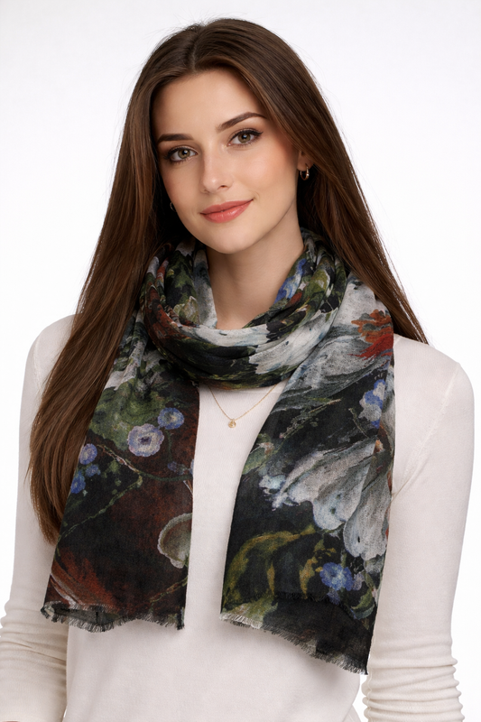Wild Daisy Symphony – Merino Wool Scarf