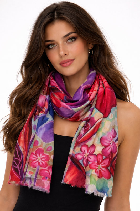 Carnival Blossom Parade – Modal Silk Scarf