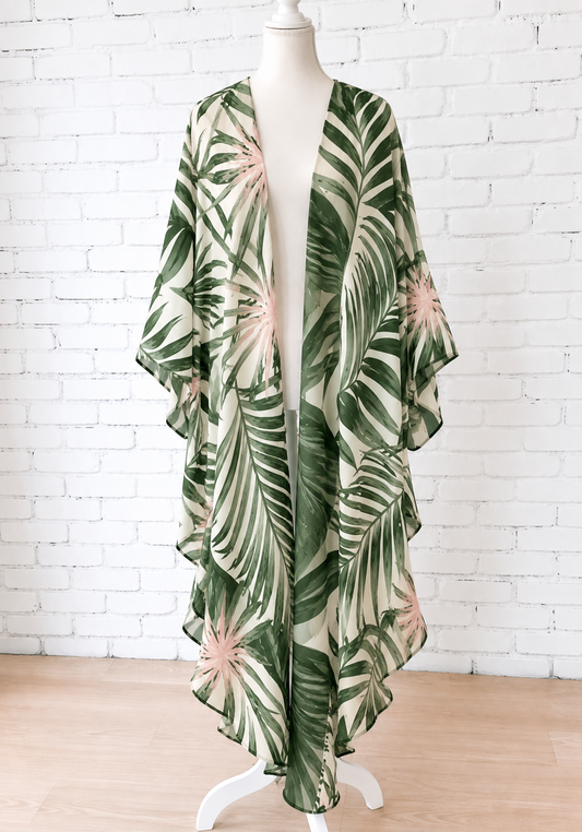 Kimono tropical de abertura larga