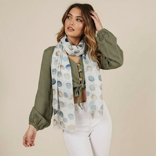 Abstract Polka Dot Multicolor Scarf – Modal Silk Designer Wrap | Modern Geometric Print