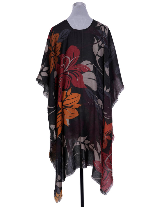Floral Merino Wool Travel Cape