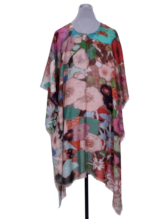 Floral Merino Wool Travel Cape