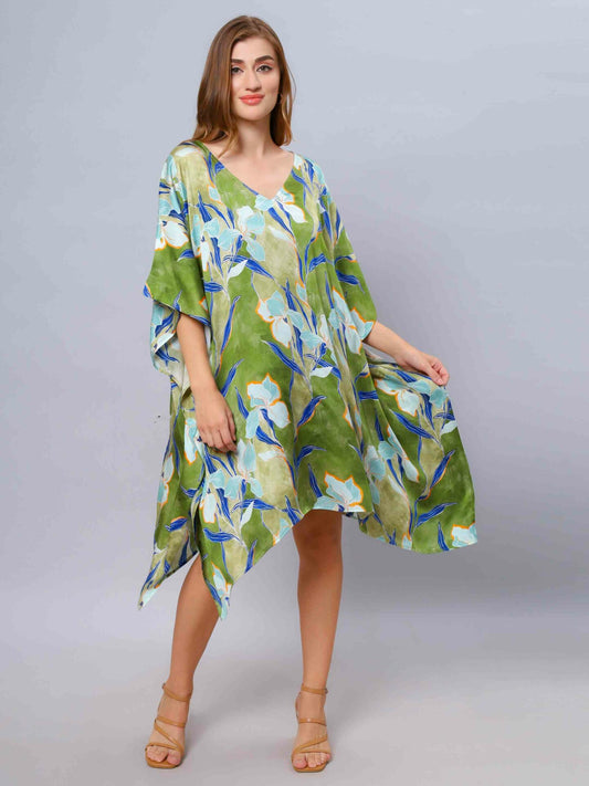 Caftan en satin modal fleuri