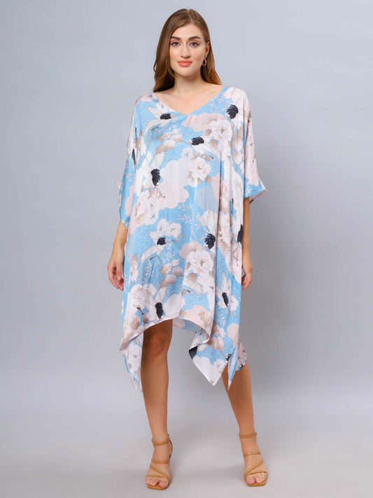 Caftan en crêpe de viscose fleuri