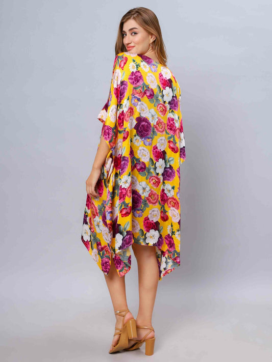 Floral Modal Satin Kaftan