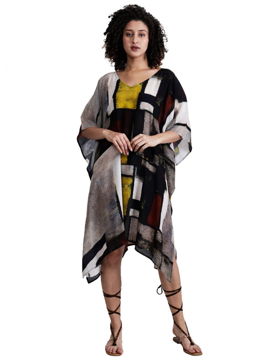 Geometric Modal Satin Kaftan