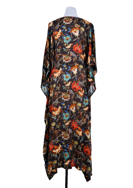 Vestido caftán largo con estampado floral