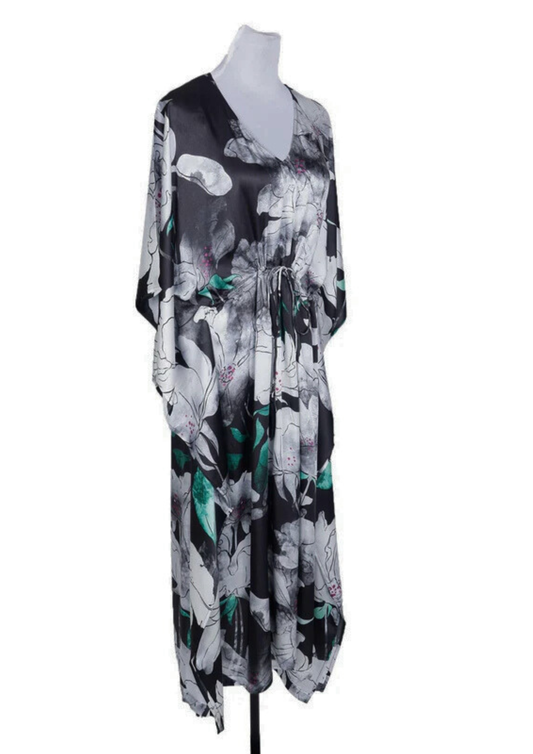 Midnight Orchid Modal Satin Kaftan Dress
