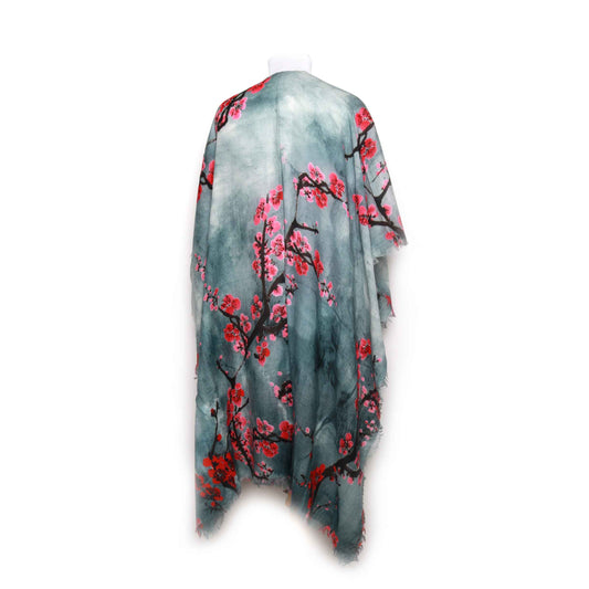 Tokyo Blossom Merino Wool Travel Cape