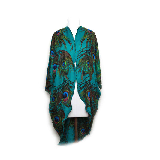 Kimono modal de pavo real de jade