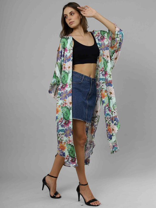 Floral Long Slit Kimono