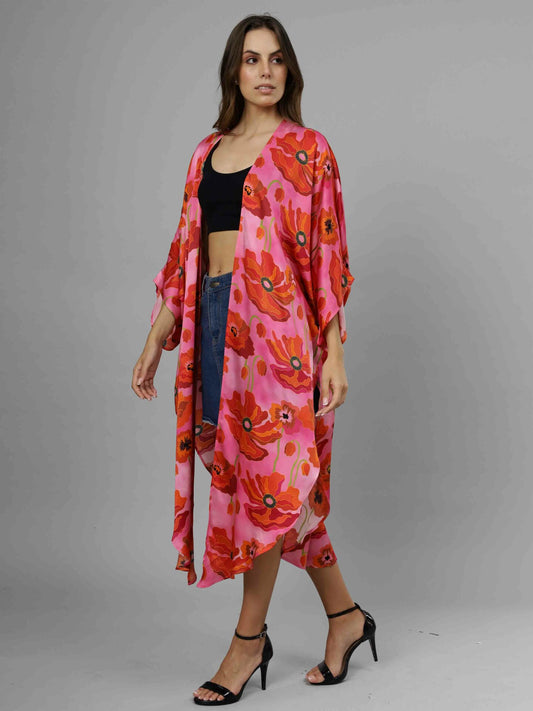 Floral Long Slit Kimono