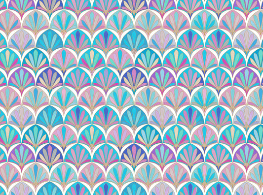 Pastel Deco Fan Short Kimono – Art Deco Cotton Velvet Jacket