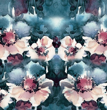 Midnight Watercolor Bloom Short Kimono – Artistic Floral Cotton Velvet Jacket