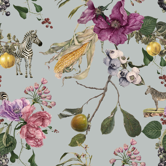 Botanical Safari Collage Short Kimono – Vintage Floral Cotton Velvet Jacket