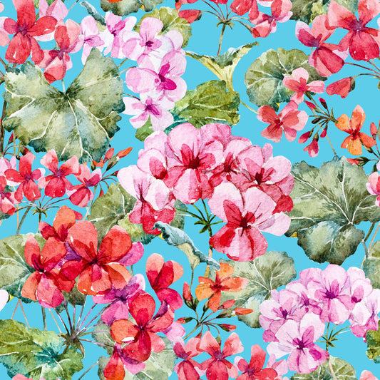 Tropical Watercolour Bloom Short Kimono – Turquoise Cotton Velvet Jacket