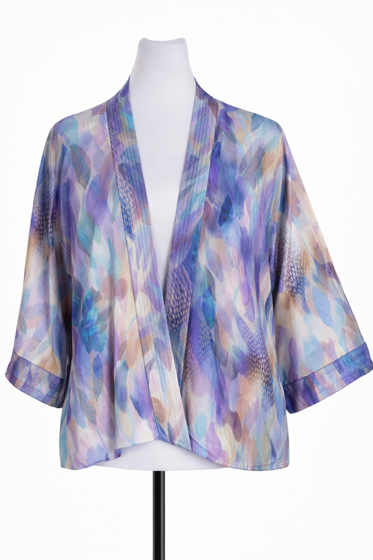 Floral Print Cotton Muslin Short Kimono