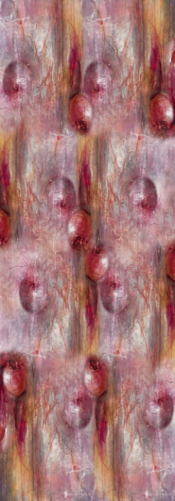 Hand Painted Crimson Tulip Marble – Fine Merino Wool Scarf