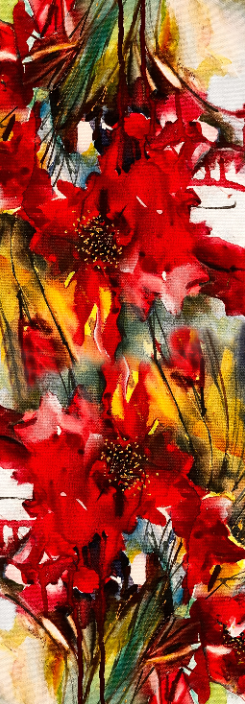 Handpainted Original Floral Artwork Merino Wool Silk Scarf