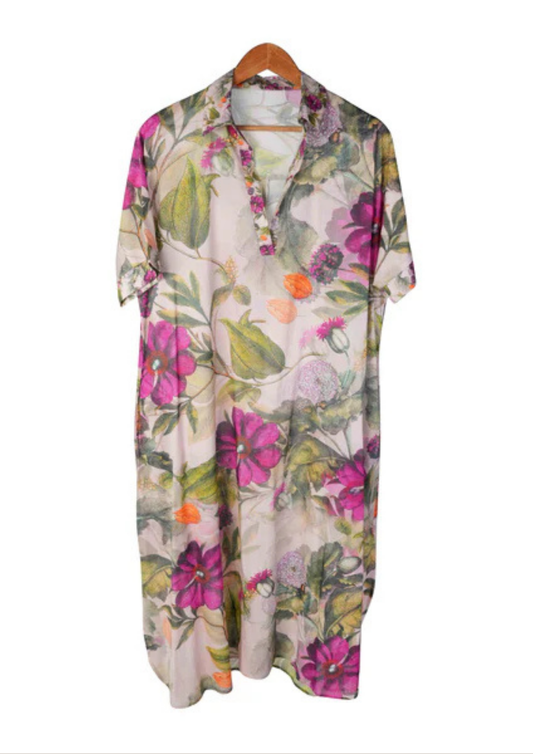Botanical Bloom A-Line Ankle Length Dress (S-M)