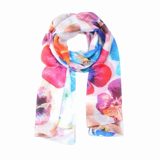 Pansies Pure Silk Designer Scarf