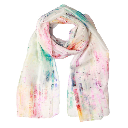 Abstract Print Pure Silk Designer Scarf