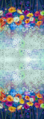 Dreamy Garden Floral Abstract Scarf –  Cashmere Wool Designer Wrap | Multicolor Artistic Print