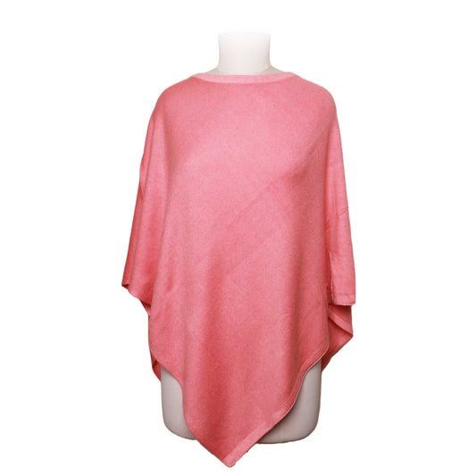 Poncho en laine mélangée à col bateau (rose pastel)