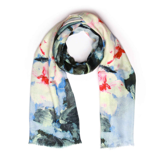 Floral Fine Merino Wool Designer Scarf