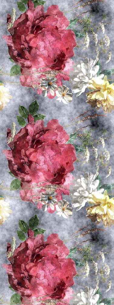 Crimson Rose & Daisy Floral Pure Silk Scarf – Hand-Painted Botanical Designer Wrap