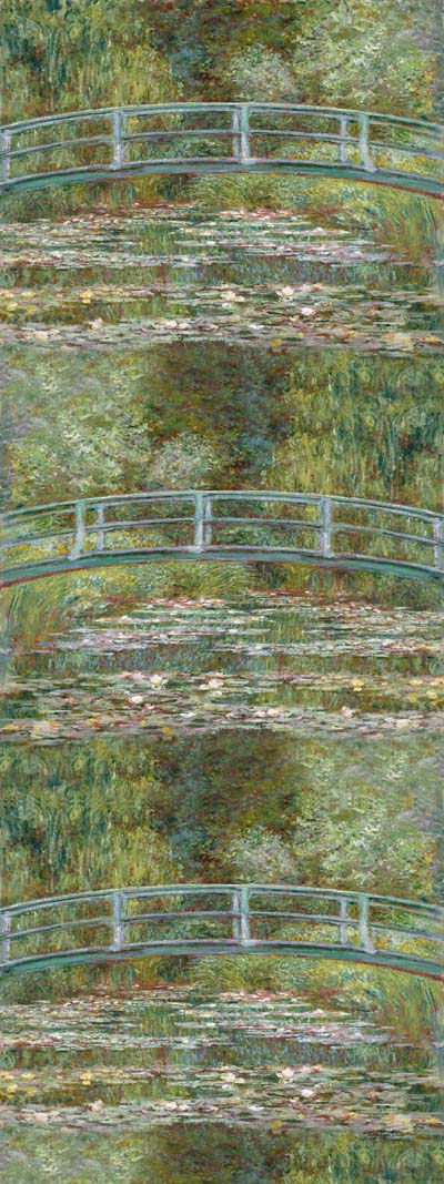 Impressionist Garden Bridge Modal Silk Scarf – Painterly Landscape Print