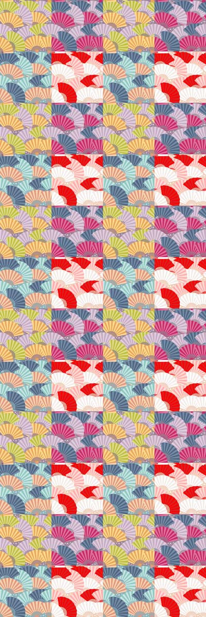 Festival Fan Mosaic Modal Silk Scarf – Japanese-Inspired Print