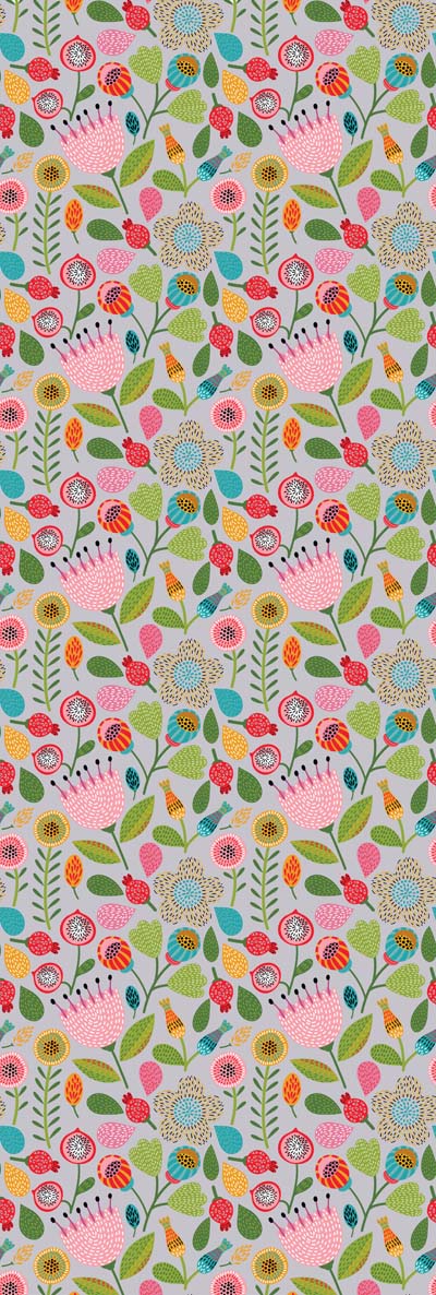 Spring Meadow Bloom Scarf – Linen Designer Wrap | Multicolour Botanical Abstract Floral Print