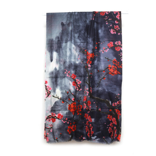 Japanese Cherry Blossom Cashmere Wool Sacrf