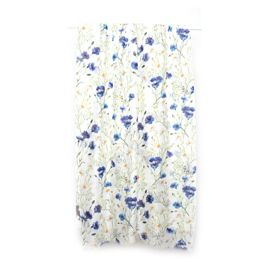 Blue Cornflower Meadow Scarf – Cotton Modal Designer Wrap | Botanical Wildflower Floral Print