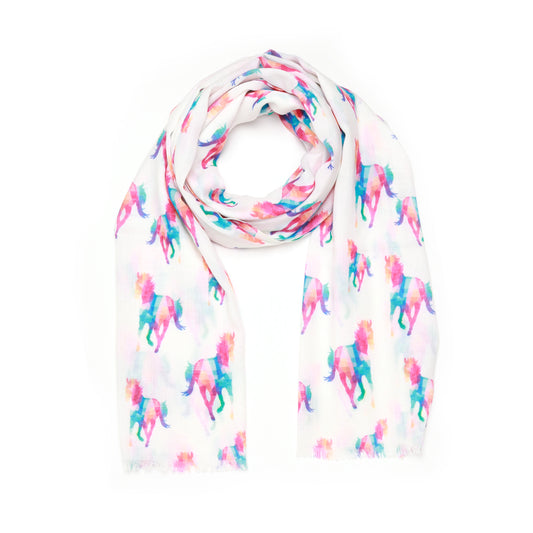 Wild Spectrum Silk Scarf – Abstract Horse Art Print Designer Scarf