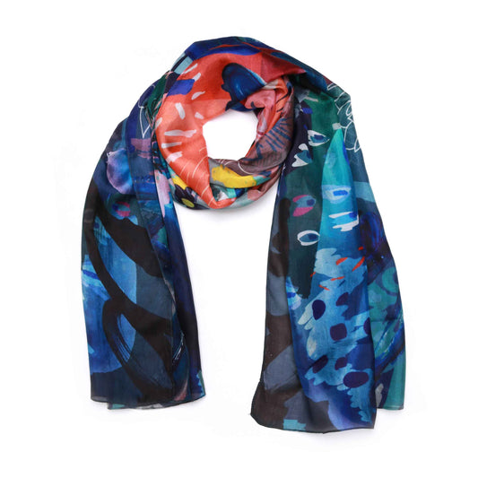 Abstract Print Pure Silk Designer Scarf