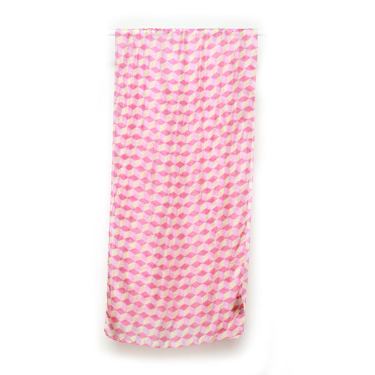 Blush Geometry Silk Scarf – Contemporary Cube Print