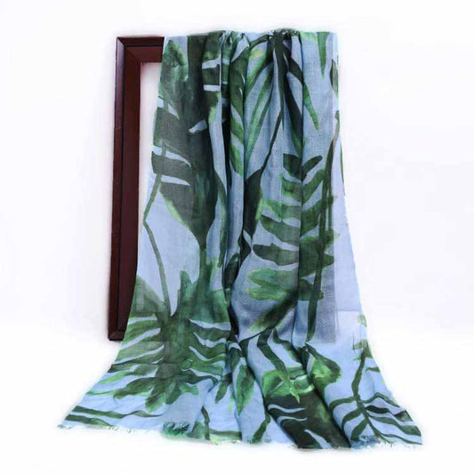 Tropical Palm Whisper Modal Silk Scarf – Botanical Print