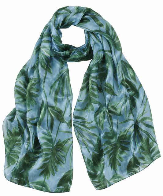 Tropical Palm Whisper Pure Silk Scarf – Botanical Print