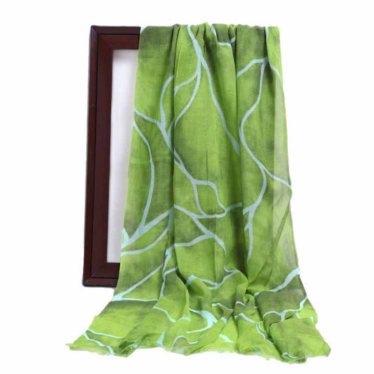 Verdant Flow Modal Silk Scarf – Organic Line Print